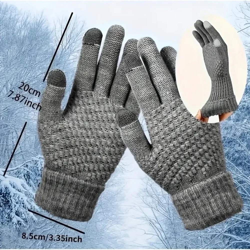 Womens Thermal Warm Thick Plush Lined‎ Touchscreen Black Gloves NEW Winter OS